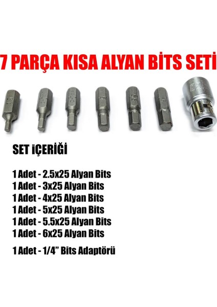 7 Parça Adaptörlü Allen Bits Seti