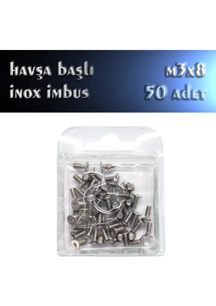 Site Hırdavat M3x8 İnox Havşa Baş İmbus Civata (50 Adet)