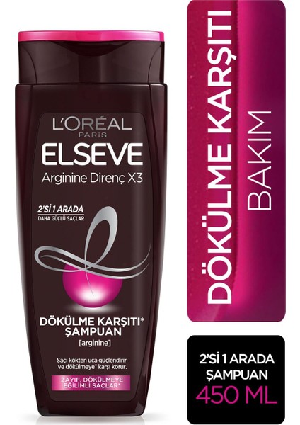 L'Oréal Paris Elseve Komple Direnç 2'Si 1 Arada Şampuan 450 Ml