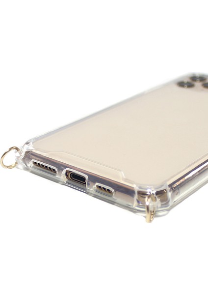 Apple iPhone 11 Pro Max Bordo Boyun Askılı İpli Silikon Kılıf Kapak