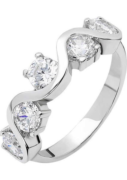 Starlight Diamond Pİrlanta Montür Asimetrik 925 Ayar Gümüş Kadın Beştaş Yüzük modelleri