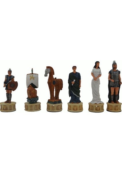 Battal Boy Polyester Truva&Sparta Figürlü Satranç Taşı