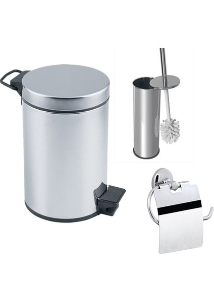 Banyo 3 Lt Çöp Kovası Seti Çöp Kovası Fırça Kağıtlık
