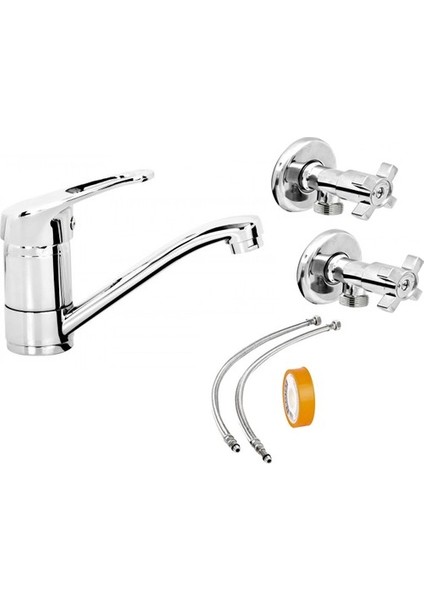 Dönerli Banyo Lavabo Bataryası Tam Takım Batarya Flex 2 Li Taharet Teflon Bant