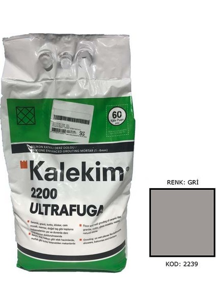 2239 Ultra Fuga Slikonlu Derz Dolgu Gri 5 Kg fiyatları
