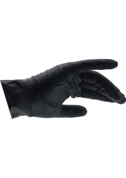 Ntı Nti-Glove Siyah Pudrasız Kalın Nitril Eldiven 50 Adet (Large)