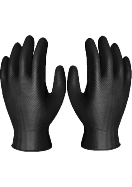 Ntı Nti-Glove Siyah Pudrasız Kalın Nitril Eldiven 50 Adet (Large)