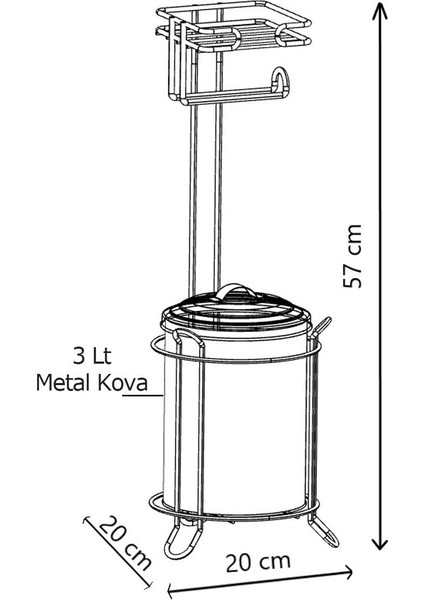 Çöp Kovası Ve Ayaklı Yedekli Tuvalet Kağıtlık Beyaz Mg095