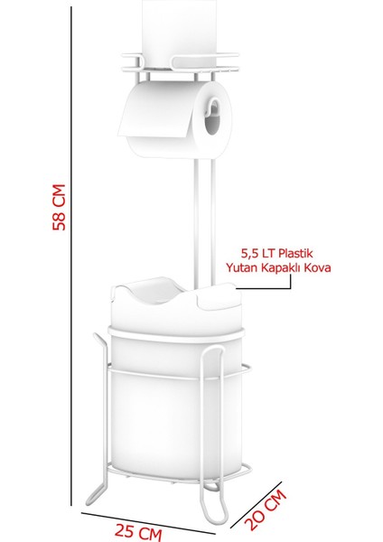 Yutan Kapak Çöp Kovası Ve Tuvalet Kağıtlık Mat Siyah+Gri Mg098