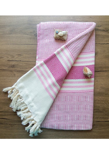 Peştemal Banyo Havlusu Spa Sauna ve Plaj Havlusu %100 Pamuk 100x180 Çelmas Pembe - Beyaz fiyatları