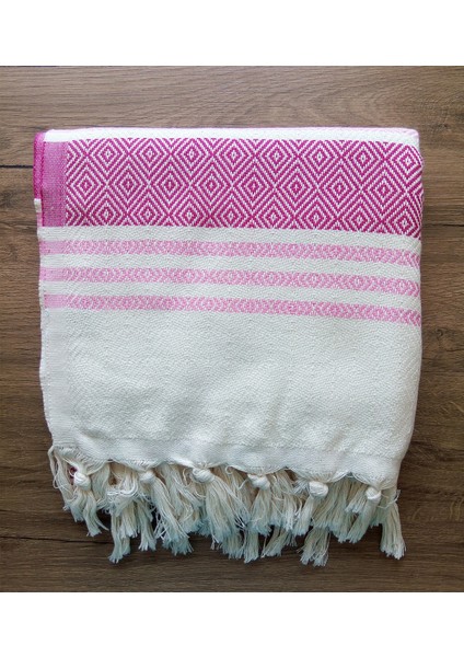 Peştemal Banyo Havlusu Spa Sauna ve Plaj Havlusu %100 Pamuk 100x180 Çelmas Pembe - Beyaz modelleri