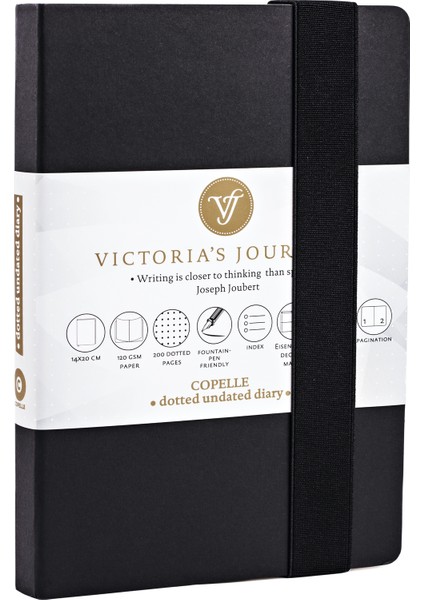 Victoria's Journals Copelle Bullet Journal Bloknot Siyah 14x21 Cm A5 240 Sayfa Noktalı Defter