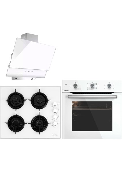 Delux Beyaz Ankastre Set (DA6-835 Davlumbaz - KO-40TAHDF Ocak - A6SF2 mt Fırın)