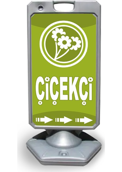 Çiçekçi Yeşil Reklam ve Yönlendirme Uyarı Dubasi A Tabela Gri
