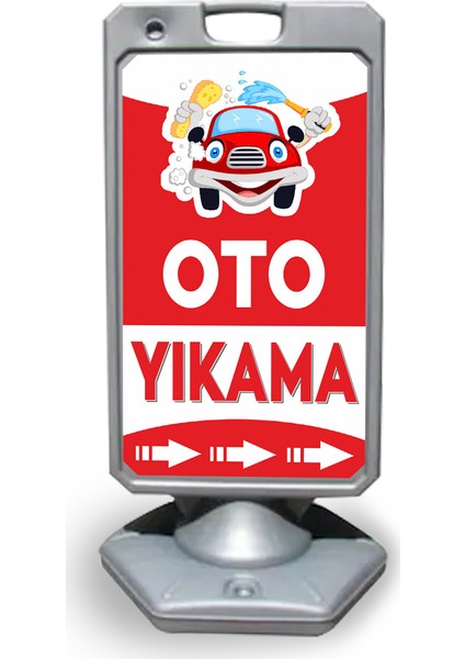 Oto Yıkama Reklam ve Yönlendirme Uyarı Dubasi A Tabela Gri