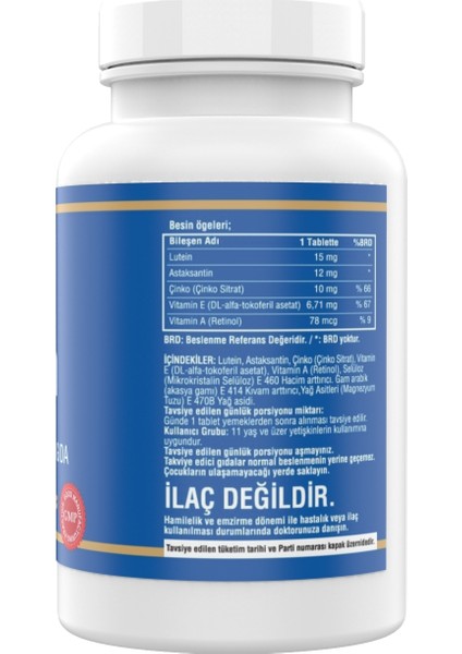 Lutein Astaksantin 180 Tablet Saw Palmetto 180 Tablet