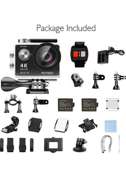 EK7000 4 K Wifi Action Camera Ultra HD Su Geçirmez Dv Kamera 12MP 170 Derece Geniş Açı