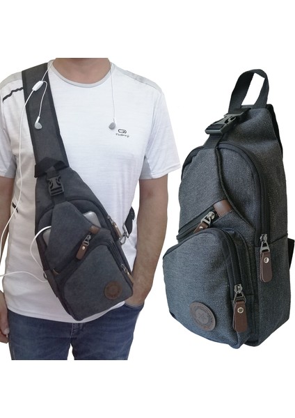 Usb Girişli Çift Taraf Askılı Göğüs Çantası Bodybag