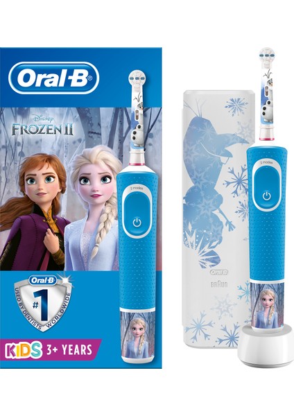 Çocuklar İçin Şarj Edilebilir Diş Fırçası D100 Vitality Frozen Özel Seri + Seyahat Kabı