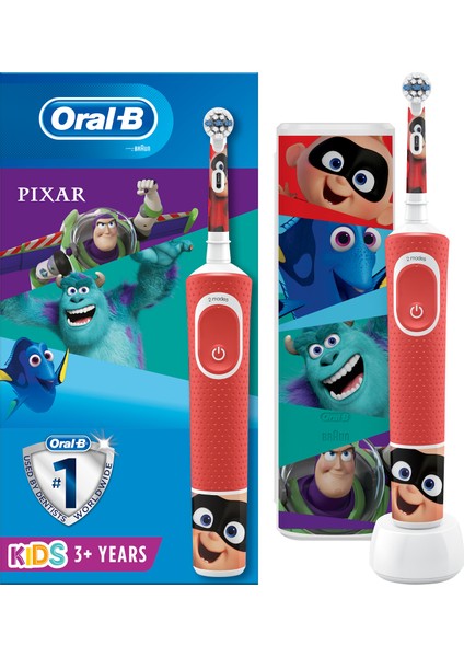 Çocuklar İçin Şarj Edilebilir Diş Fırçası D100 Vitality Pixar Özel Seri + Seyahat Kabı