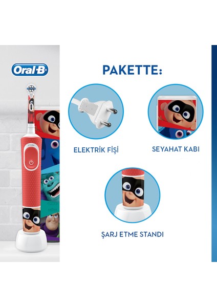 Çocuklar İçin Şarj Edilebilir Diş Fırçası D100 Vitality Pixar Özel Seri + Seyahat Kabı fiyatları