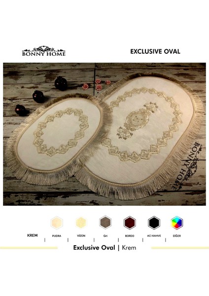 Exclusive Oval Krem 2'li Klozet Takımı Çeyizlik Banyo Halısı Paspası Seti fiyatları