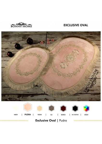 Exclusive Oval Pudra 2'li Klozet Takımı Çeyizlik Banyo Halısı Paspası Seti fiyatları