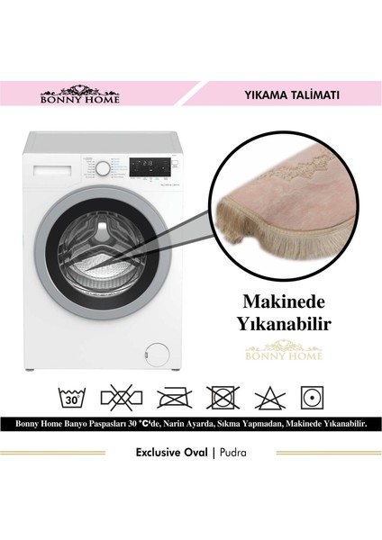 Exclusive Oval Pudra 2'li Klozet Takımı Çeyizlik Banyo Halısı Paspası Seti fırsatları