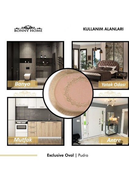 Exclusive Oval Pudra 2'li Klozet Takımı Çeyizlik Banyo Halısı Paspası Seti indirimleri