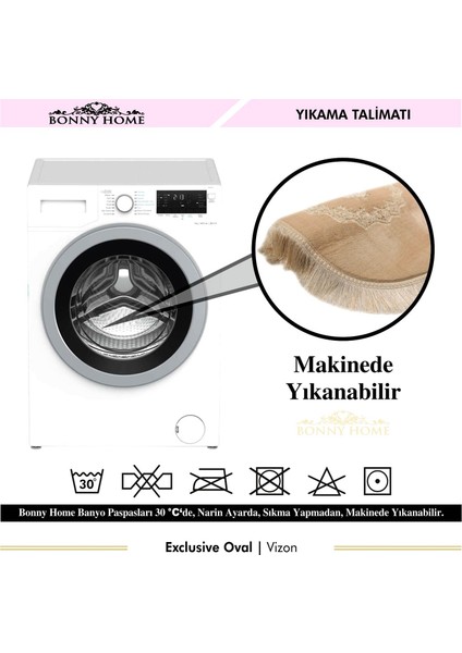 Exclusive Oval Vizon 2'li Klozet Takımı Çeyizlik Banyo Halısı Paspası Seti indirimleri