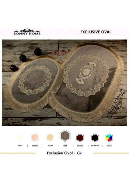Exclusive Oval Gri 2'li Klozet Takımı Çeyizlik Banyo Halısı Paspası Seti fiyatları