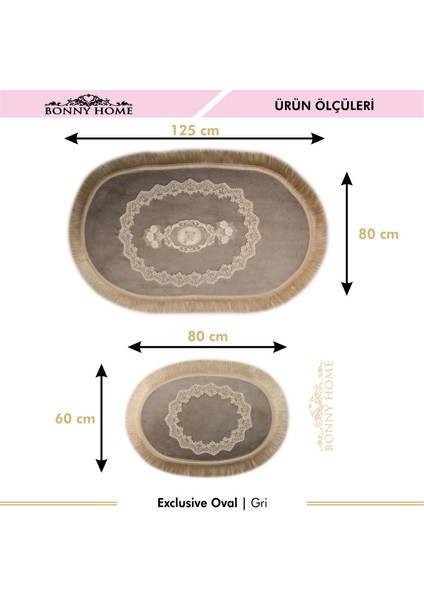 Exclusive Oval Gri 2'li Klozet Takımı Çeyizlik Banyo Halısı Paspası Seti fırsatları