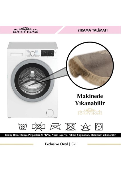 Exclusive Oval Gri 2'li Klozet Takımı Çeyizlik Banyo Halısı Paspası Seti indirimleri