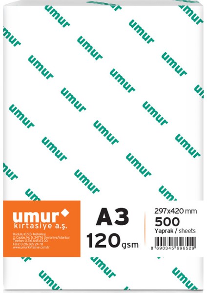 A3 Gramajlı Fotokopi Kağıdı 120 gr 500 Sayfa
