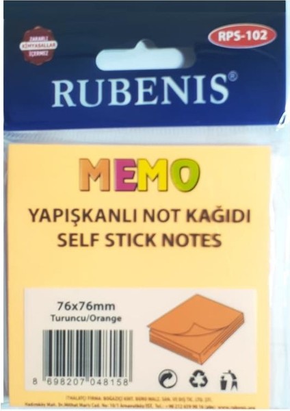 RPS-100 Memo Stick Notes Turuncu
