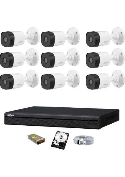 9 Kameralı Güvenlik Sistemi Dış-Mekan-Hdd-Jack-Bnc-Konnektör Proje Kamera