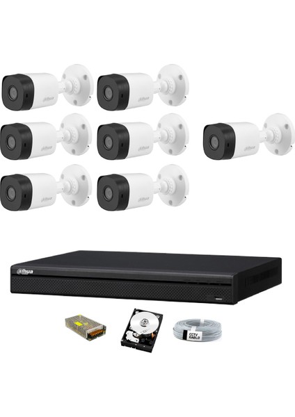 7 Kameralı Güvenlik Sistemi Dış-Mekan-Hdd-Jack-Bnc-Konnektör Proje Kamera
