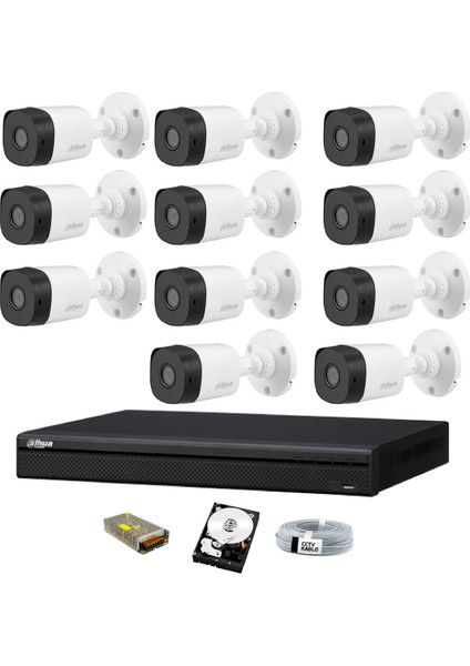 11 Kameralı Güvenlik Sistemi Dış-Mekan-Hdd-Jack-Bnc-Konnektör Proje Kamera