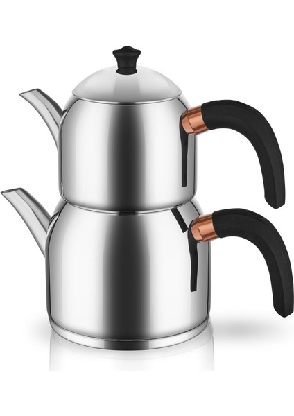 N2931 Sweet Premium Siyah Leya Çelik Çaydanlık