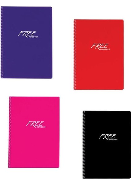 Free Pp Kapak A4 60 Yaprak Çizgili Spiralli Defter 4'lü