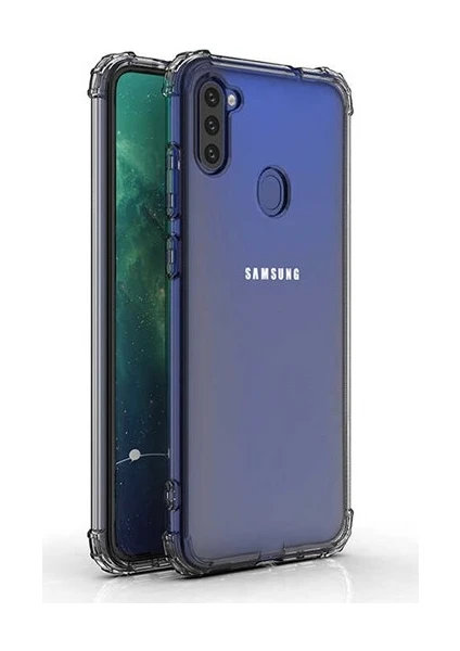 Samsung Galaxy A11 Şeffaf Airbag Antishock Köşeli Silikon Kılıf ve Temperli Ekran Koruyucu Cam