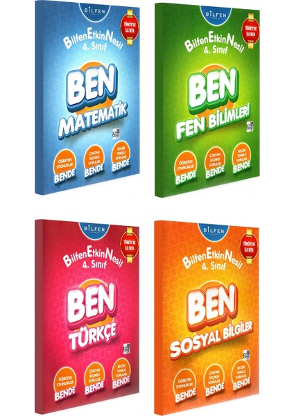 Bilfen Yayınları 4. Sınıf Ben Matematik Türkçe Fen Bilimleri Sosyal Bilgiler Etkin Nesil Seti 4 Kitap