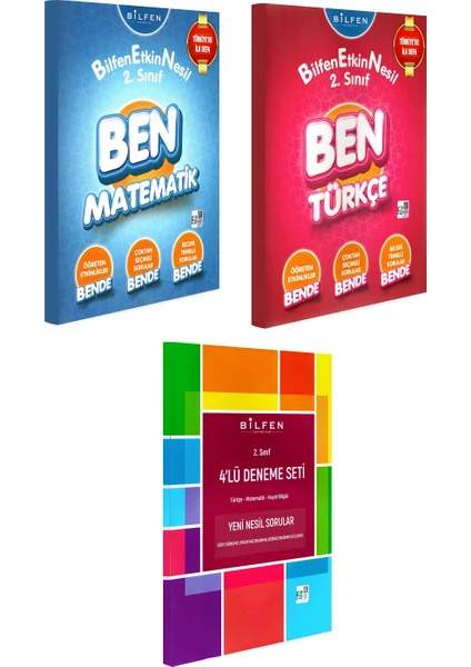 Bilfen Yayınları 2. Sınıf Ben Matematik Türkçe Etkin Nesil - Deneme Seti 3 Kitap