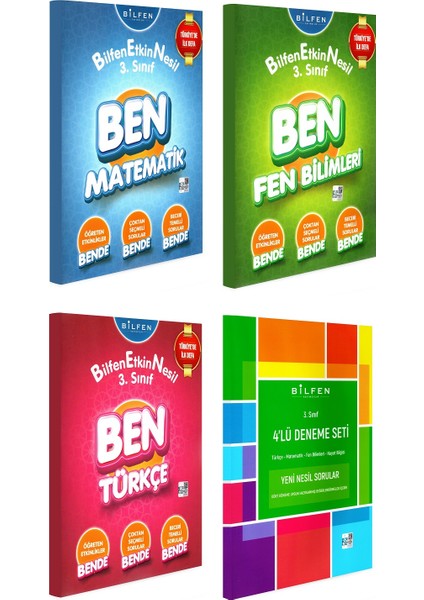 3. Sınıf Ben Matematik Türkçe Fen Bilimleri Etkin Nesil - Deneme Seti 4 Kitap