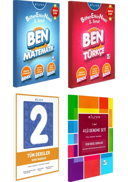 Bilfen Yayınları 2. Sınıf Ben Matematik Türkçe Etkin Nesil - Tüm Dersler - Deneme Seti 4 Kitap