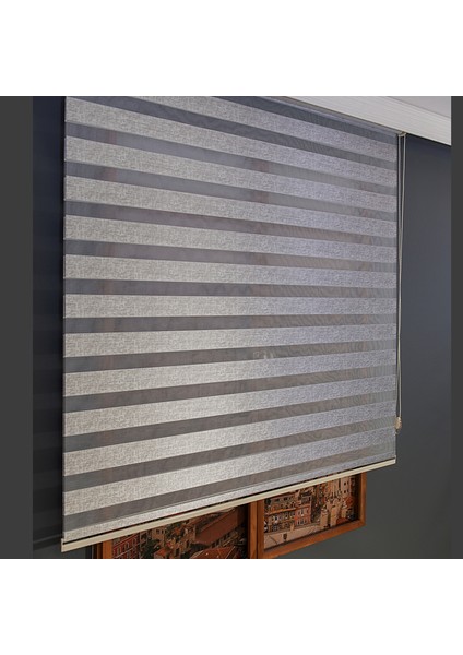 Zebra Perde Gri Kalın Hasır Bamboo 70 x 200 cm