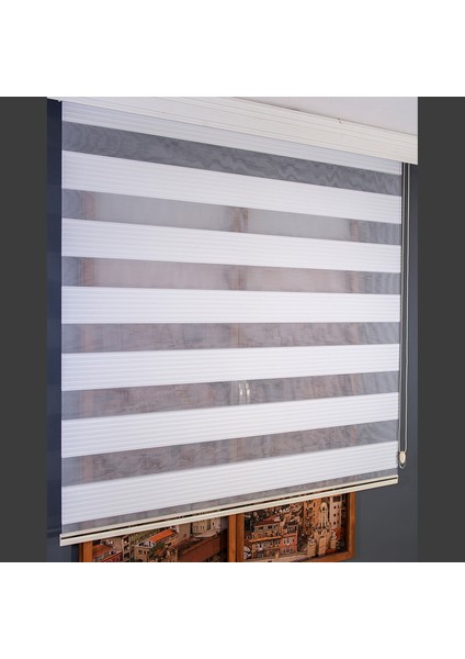 Zebra Perde Geniş Krem Plise 70 x 200 cm