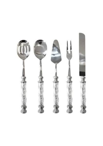 Roy Kıng EYM006 Gümüş Cam 5'li Servis Gereçleri