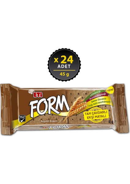 Form Tam Çavdarlı Ekşi Mayalı Kepekli Bisküvi 45 g x 24 Adet