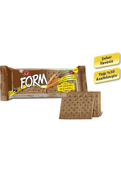 Form Tam Çavdarlı Ekşi Mayalı Kepekli Bisküvi 45 g x 24 Adet